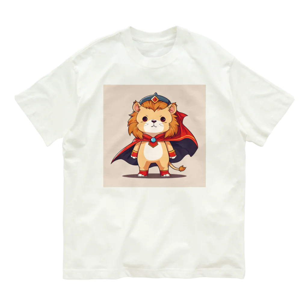 ganeshaのスーパーヒーローのマントを着たかわいいライオン Organic Cotton T-Shirt