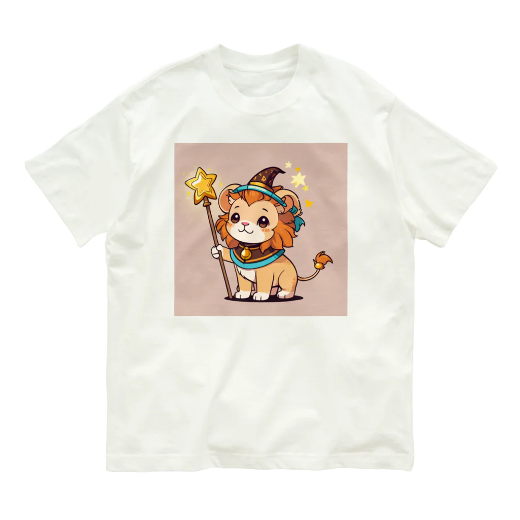 ganeshaの魔法の杖を持ったかわいいライオン Organic Cotton T-Shirt