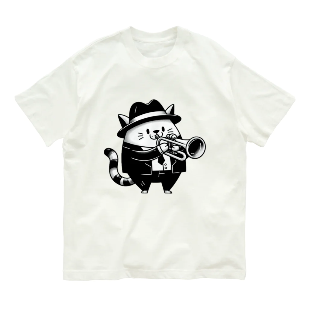 age3mのジャズキャット オーガニックコットンTシャツ