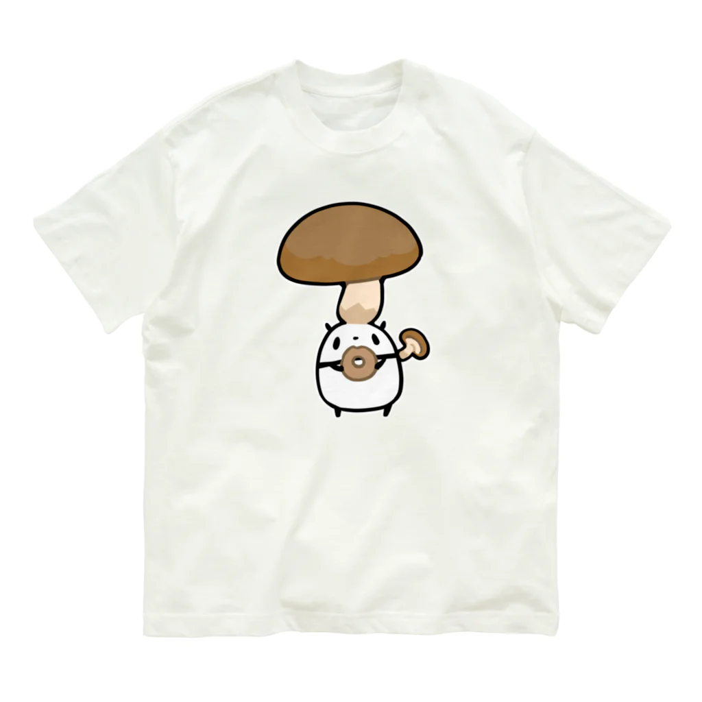 うさやのシイタケに侵食されるパンダ Organic Cotton T-Shirt