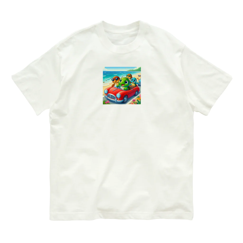 かめのオアシスのかめっち仲間と海岸をドライブ Organic Cotton T-Shirt