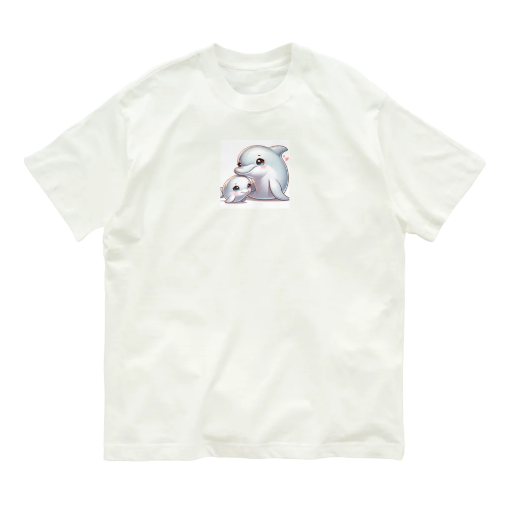 しんすけのイルカの親子 オーガニックコットンTシャツ