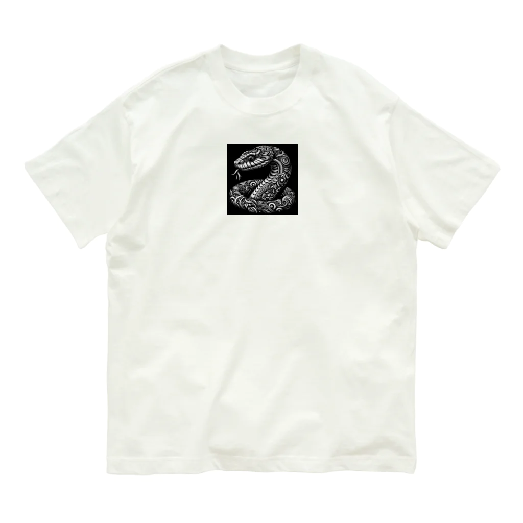 Bonmaru☆ぼんまるのモノクロ蛇のタペストリー Organic Cotton T-Shirt