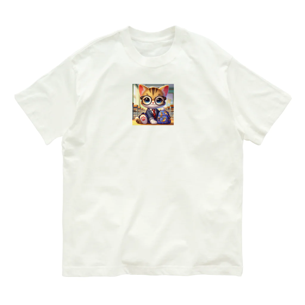 キュート＆クールのメガネのニャンコ３D・学校ver② Organic Cotton T-Shirt