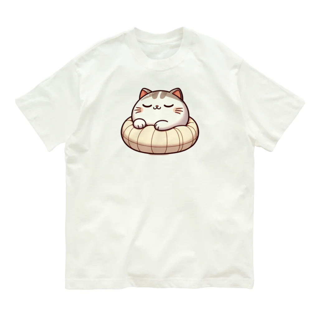@猫グッズ製作所のかわいい猫の眠りまる Organic Cotton T-Shirt