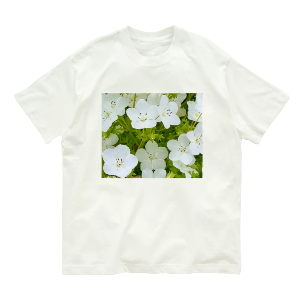 癒しの音楽の森の癒しの白いネモフィラ Organic Cotton T-Shirt