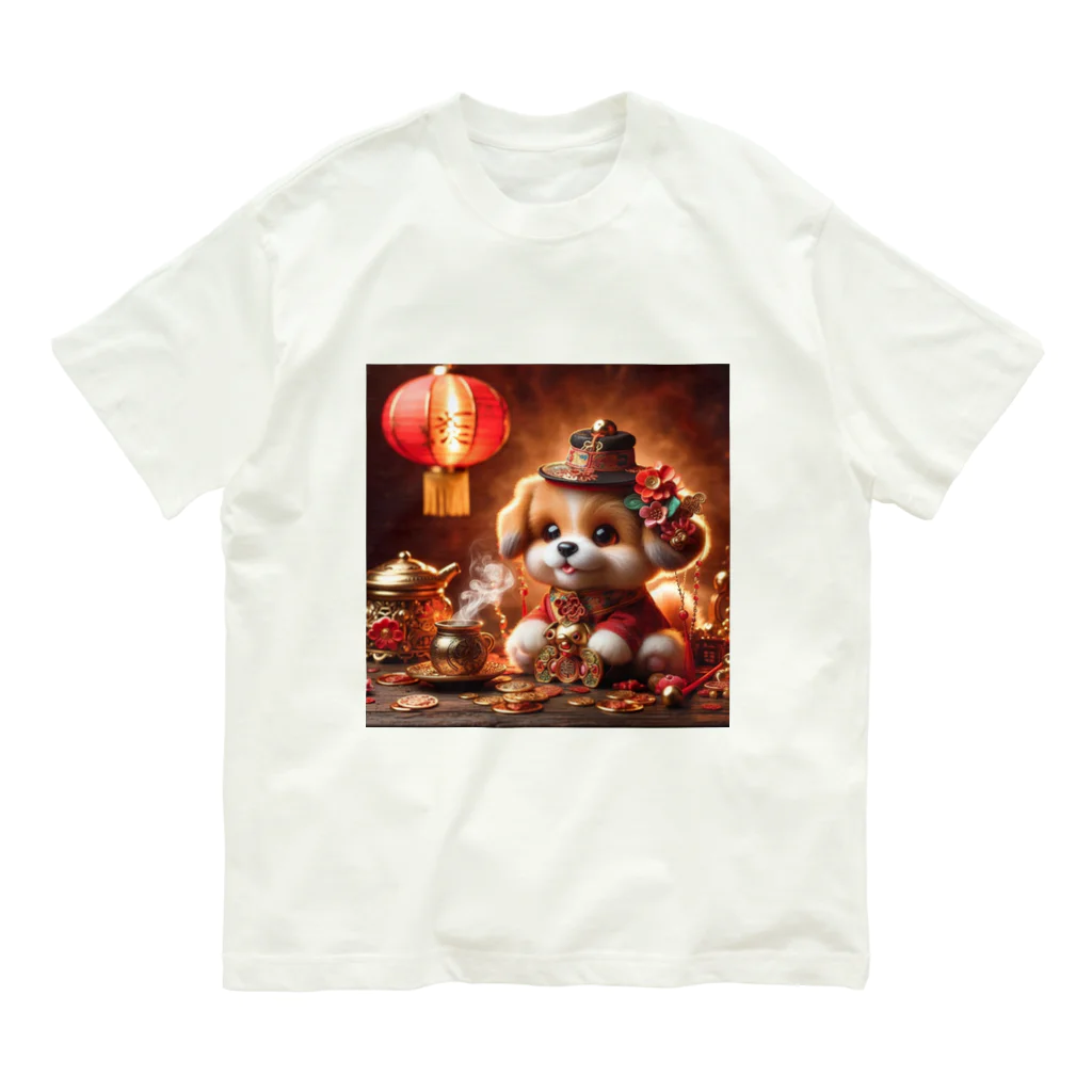 R-mayの金運アップの小型犬の神様 オーガニックコットンTシャツ