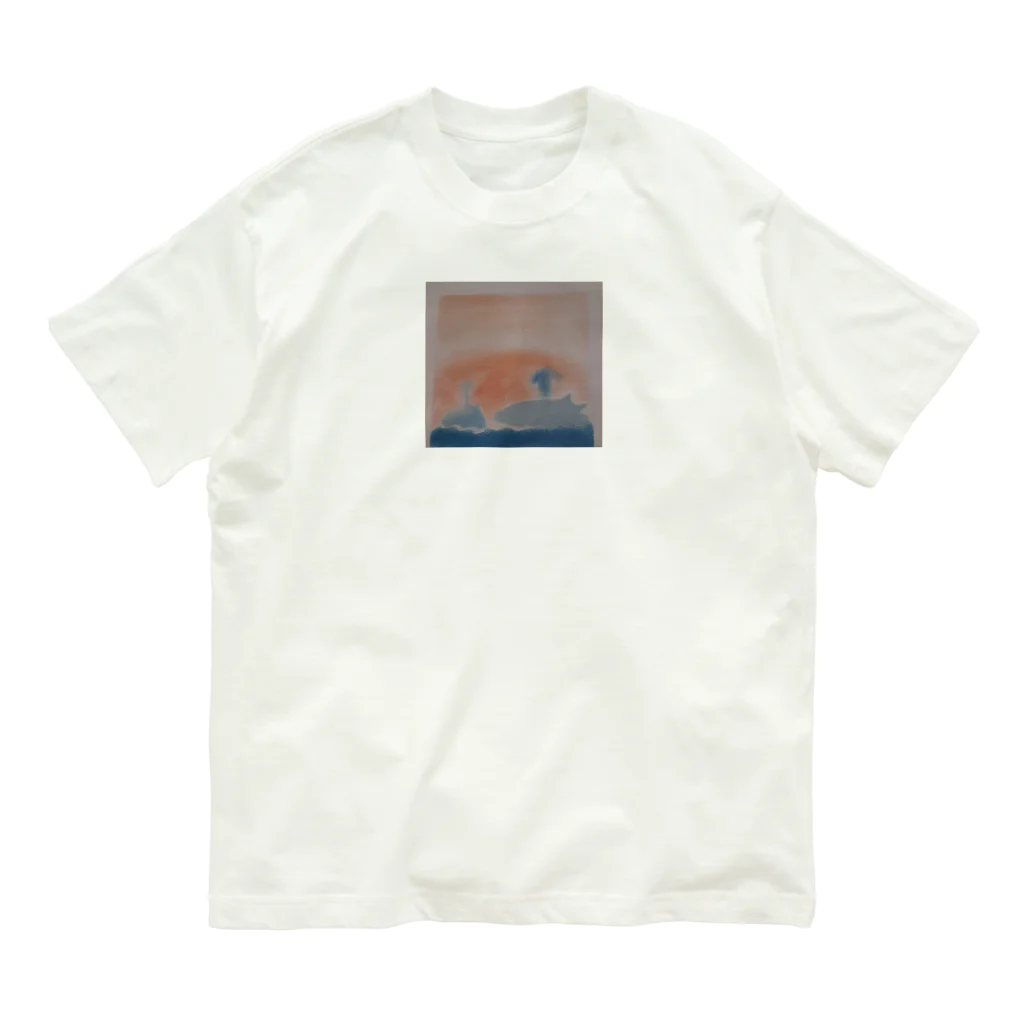 わくわく海の雑貨屋のやさしいクジラの親子 Organic Cotton T-Shirt