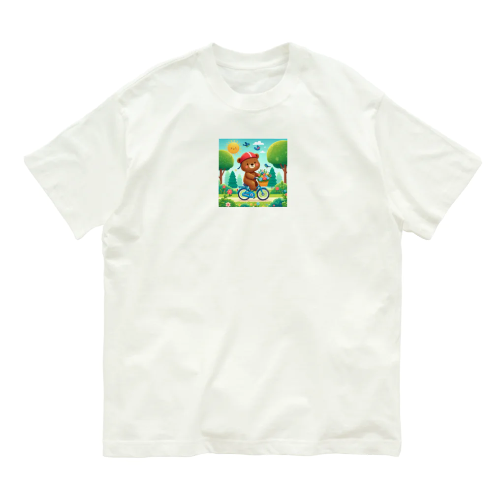 はむはむの自転車に乗ったクマ　人気アイテム　かわいい Organic Cotton T-Shirt