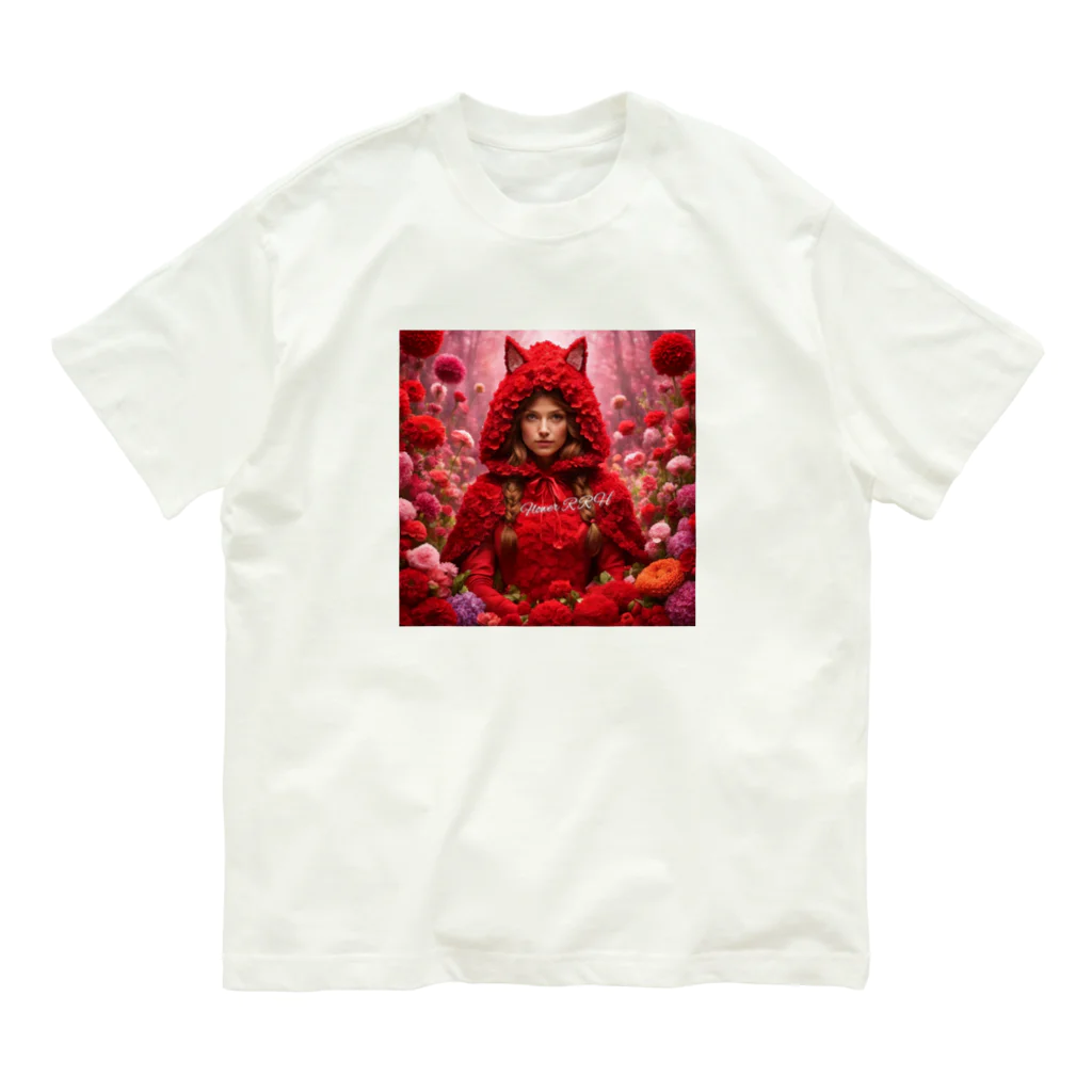 お花屋SUNのFlower R R H（フラワー・レッド ライディング フード） Organic Cotton T-Shirt