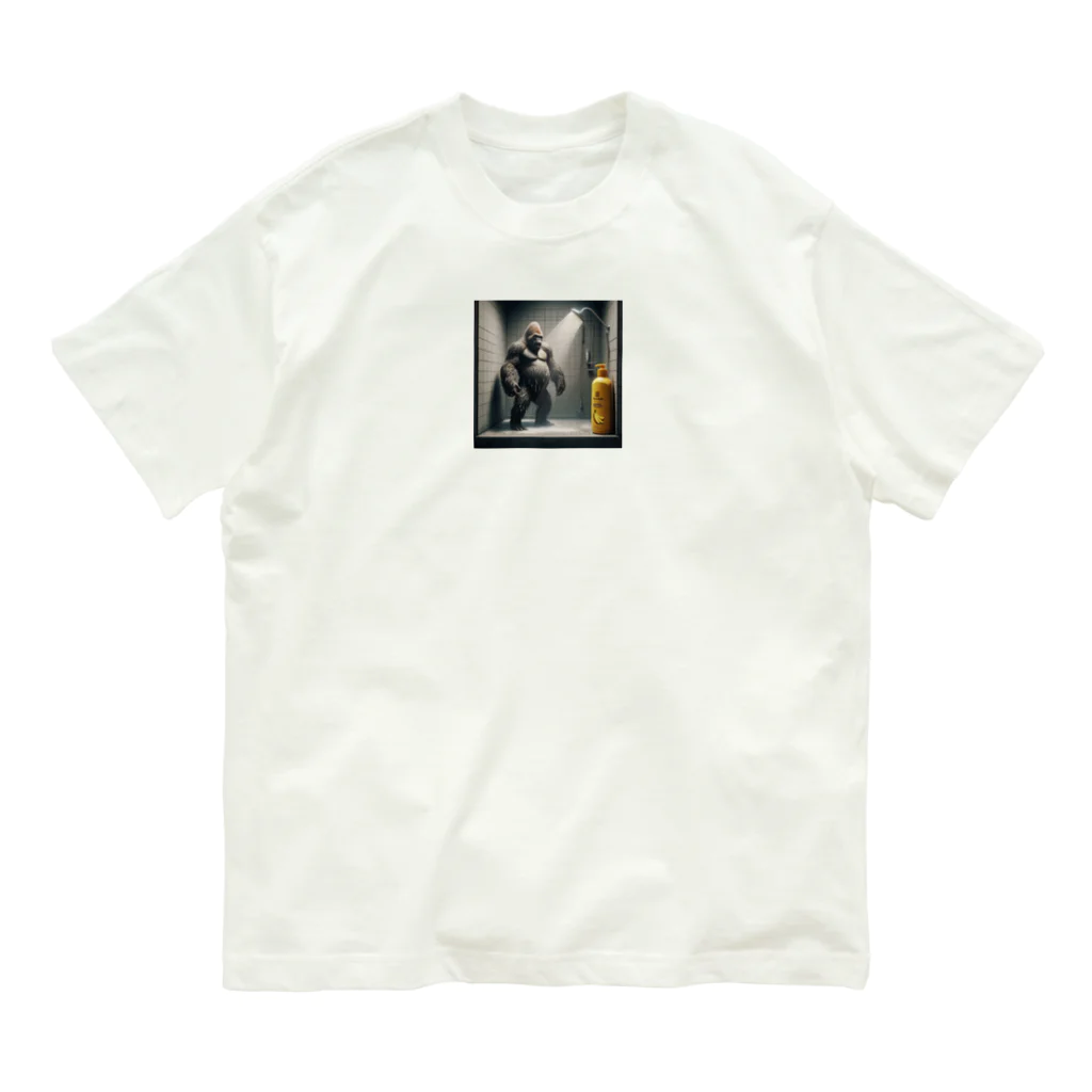 namidamakiのShowerゴリラ オーガニックコットンTシャツ