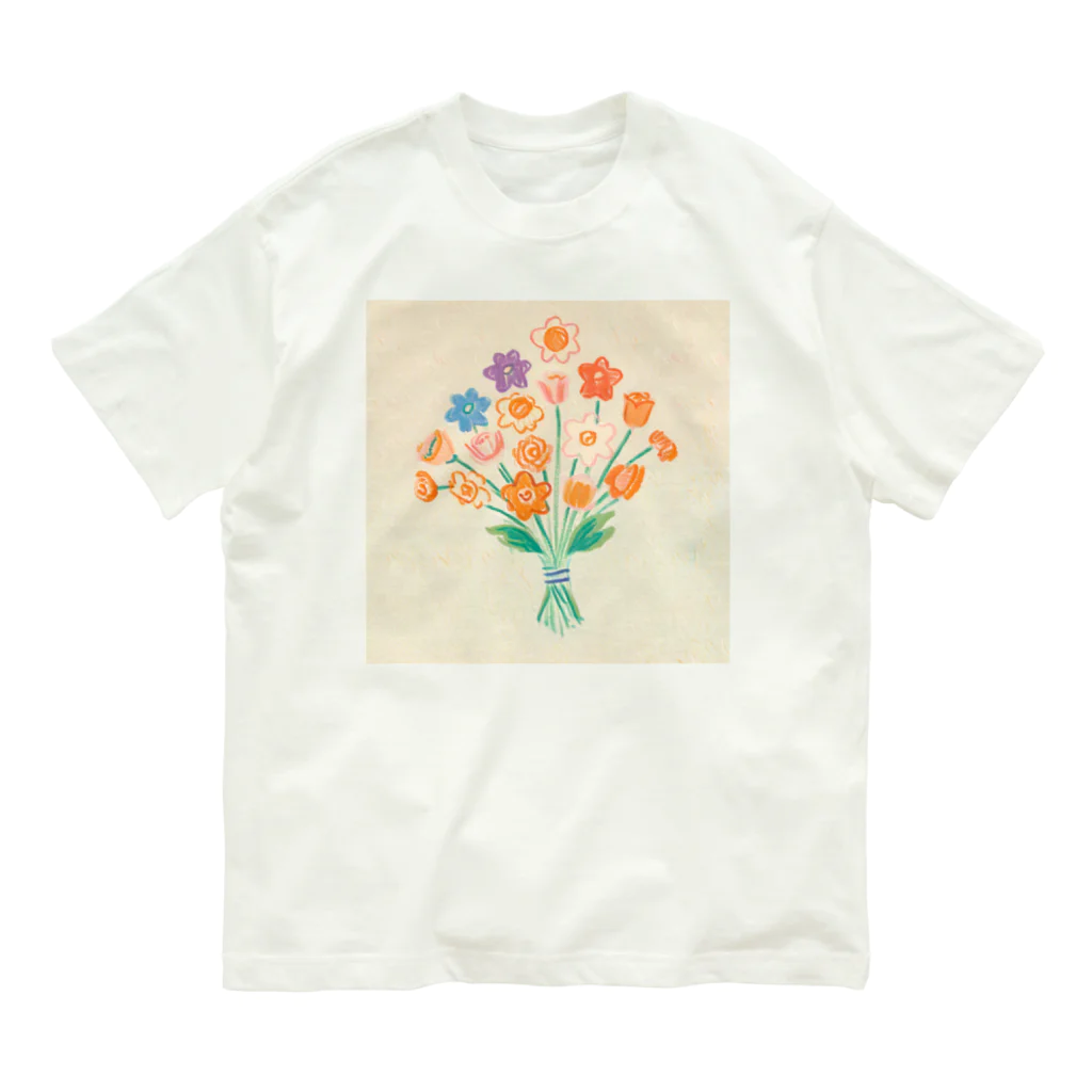 ひちゃんのお絵描きのお絵描き花束 オーガニックコットンTシャツ