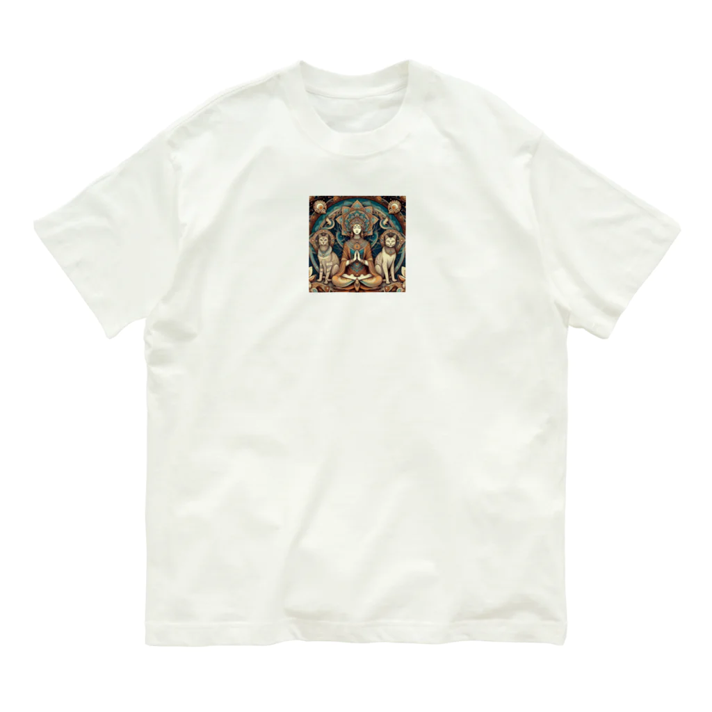 nico251の猫と女性の瞑想 Organic Cotton T-Shirt