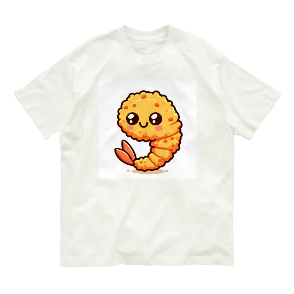 moka_mattarliのエビふりゃ〜くん オーガニックコットンTシャツ