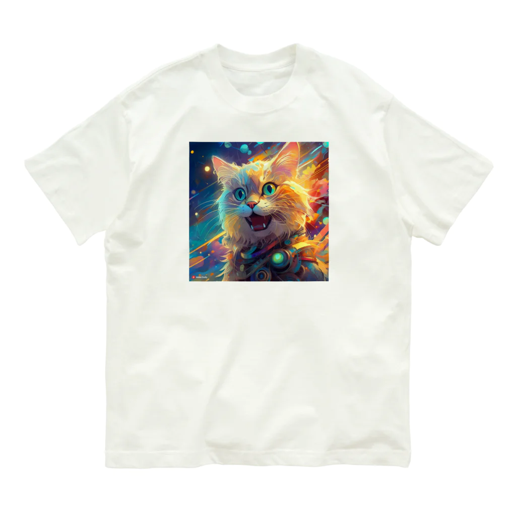 ねこ達と一緒のいかしたねこちゃん Organic Cotton T-Shirt