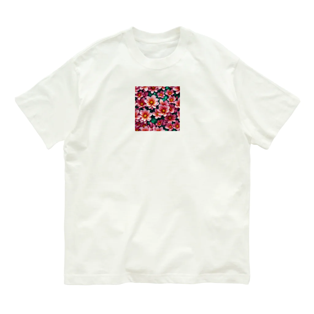 OTIRUBUTUBUTUの赤い花 オーガニックコットンTシャツ