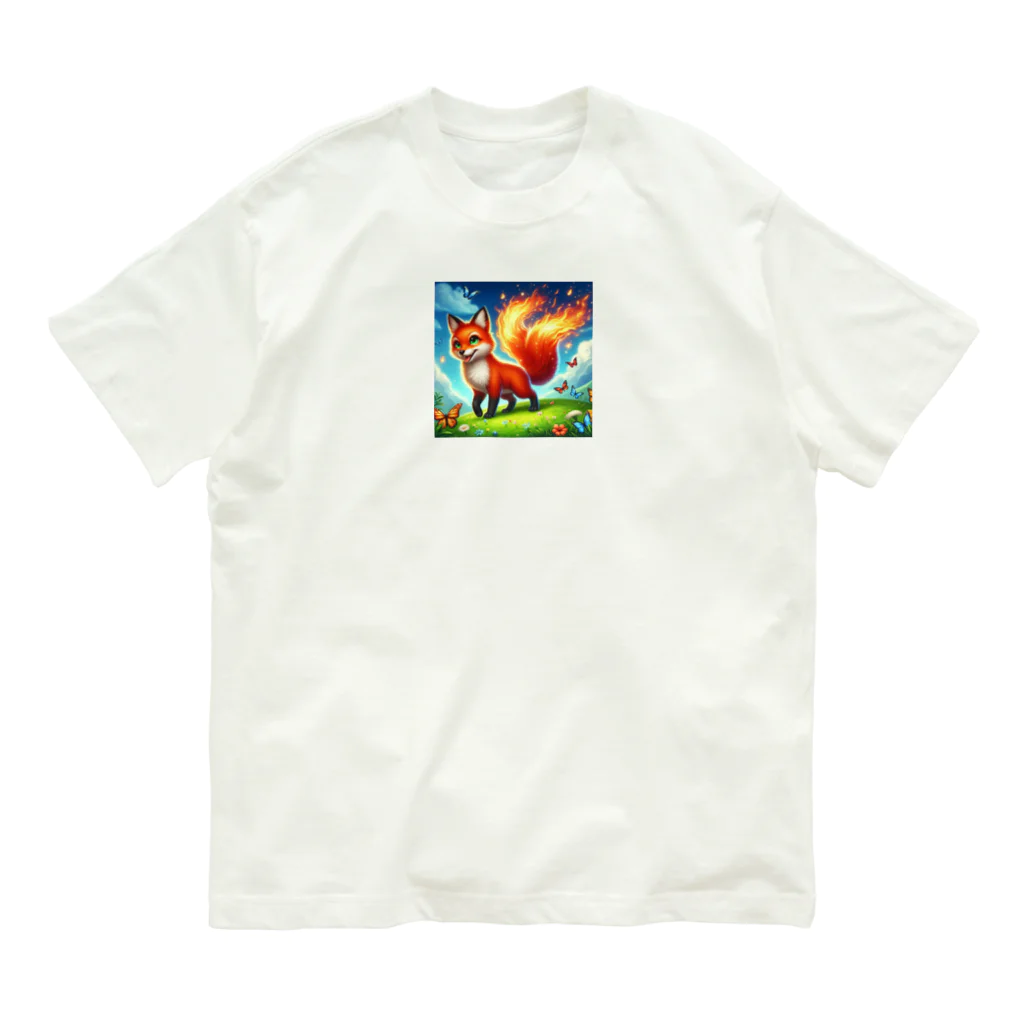 YFCの炎を尾を持つ精悍なキツネ Organic Cotton T-Shirt