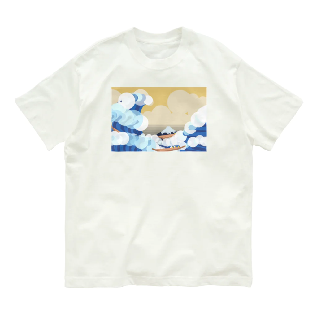 Apples_Orangesの富嶽三十六景 神奈川沖浪裏-Remix オーガニックコットンTシャツ