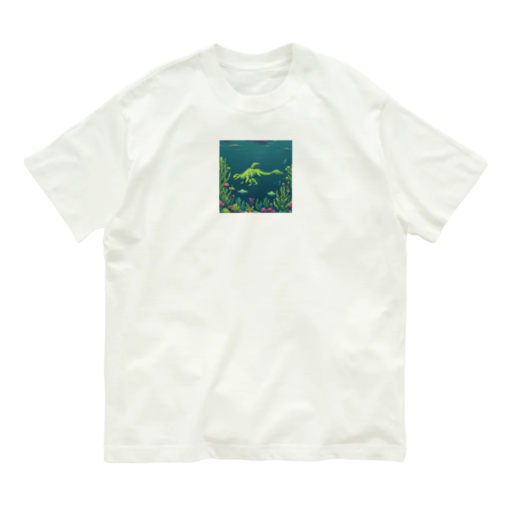 OTIRUBUTUBUTUの水？陸両用ザウルス オーガニックコットンTシャツ