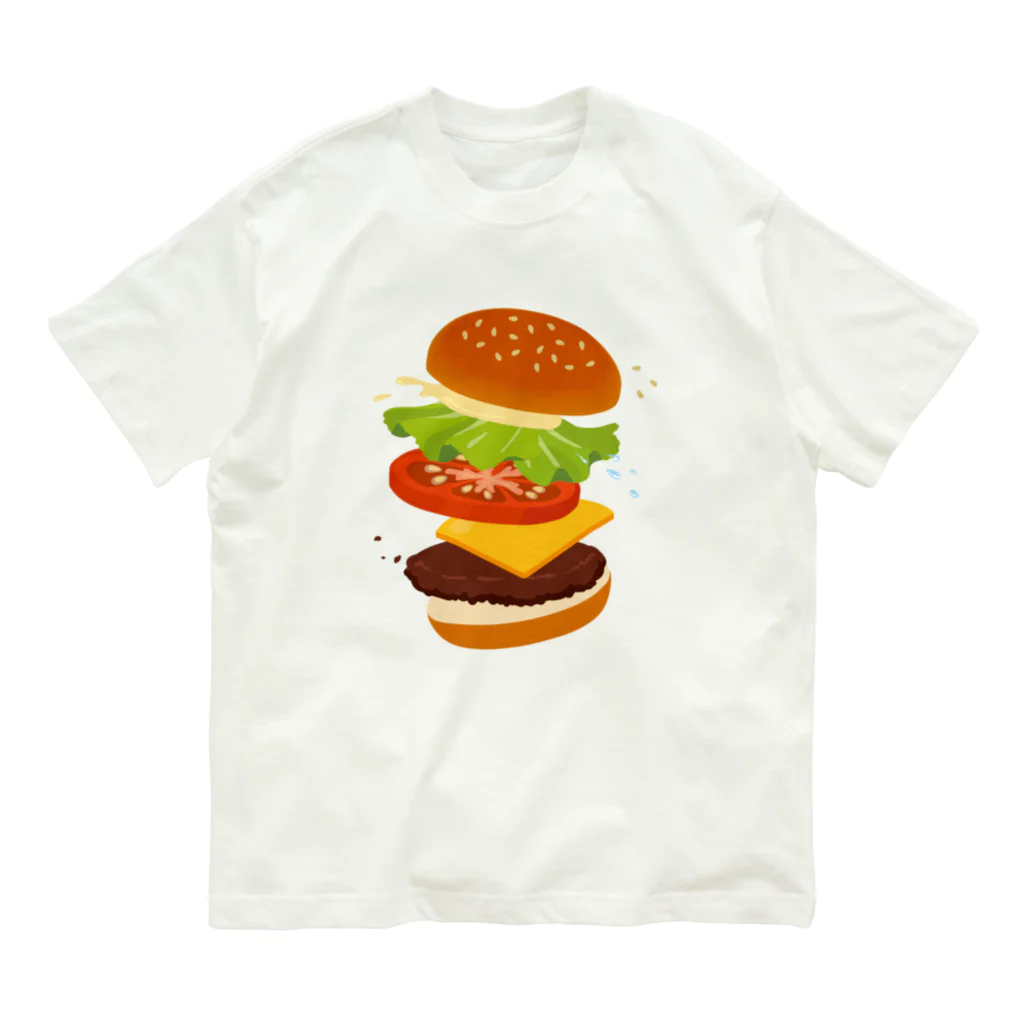 モツ煮子のフレッシュなハンバーガー オーガニックコットンTシャツ