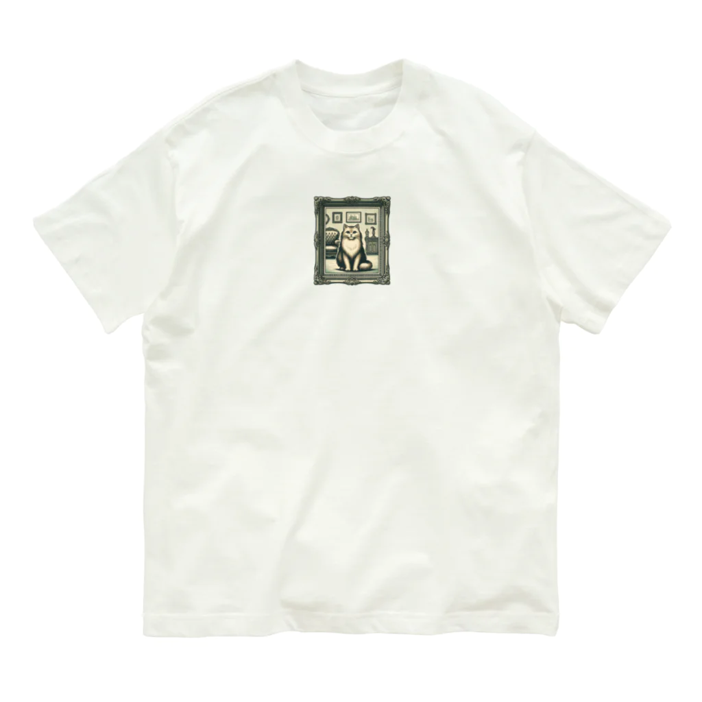 manaco-のクラシックな猫 Organic Cotton T-Shirt