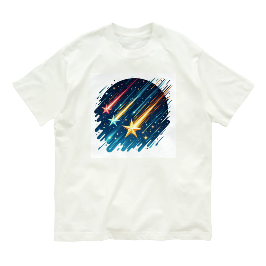 Mizのゆるハウスの3つの流れ星 オーガニックコットンTシャツ