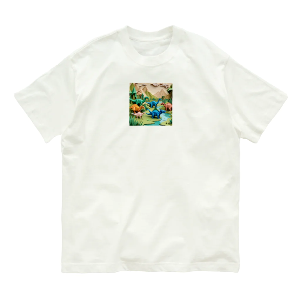 OTIRUBUTUBUTUの折り紙でザウルス オーガニックコットンTシャツ