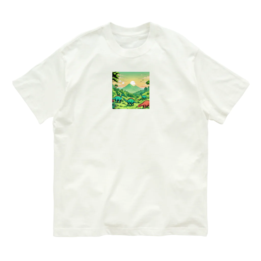 OTIRUBUTUBUTUの昔話風恐竜 オーガニックコットンTシャツ