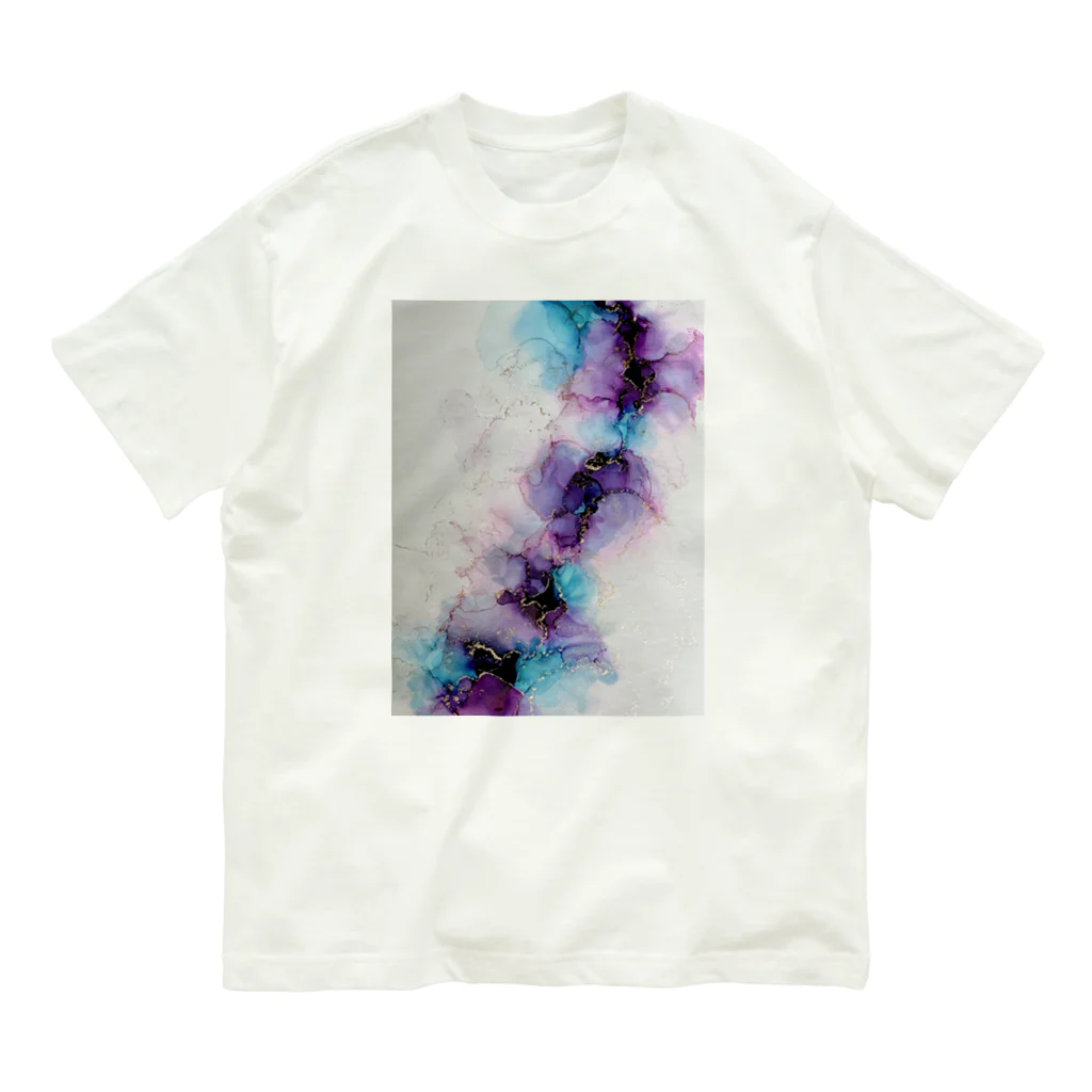 Ink-ArtのInk-Art 大理石風　紫 Organic Cotton T-Shirt