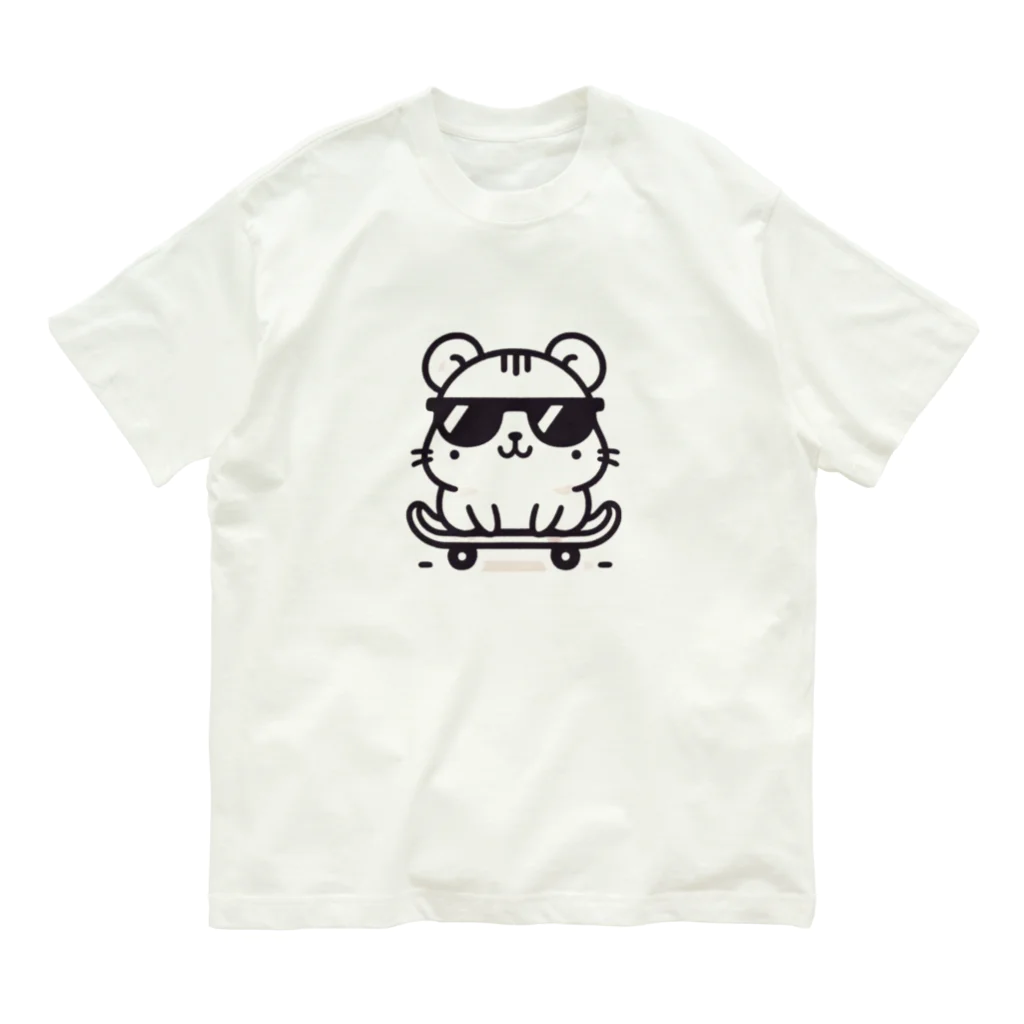 BOSATUのスケボーハムスター オーガニックコットンTシャツ