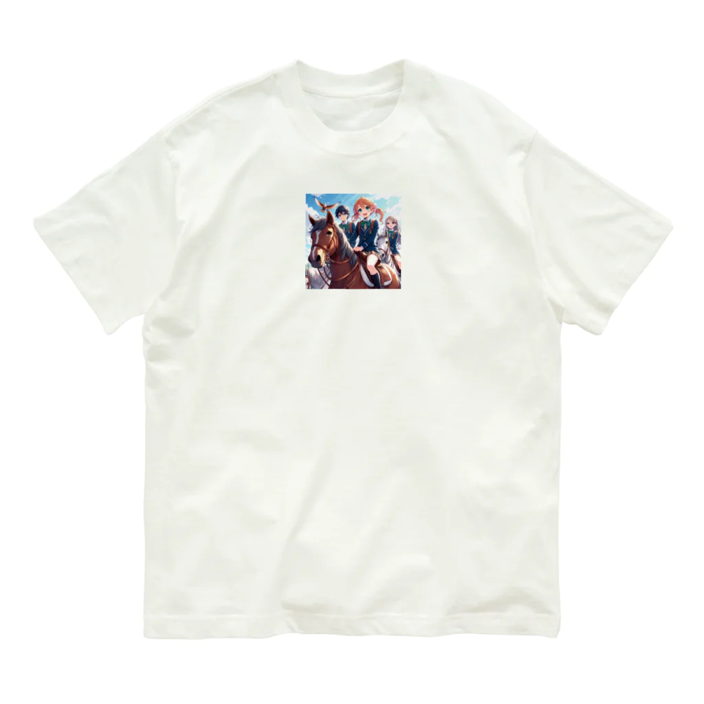 SWQAの馬で通学する仲間たち Organic Cotton T-Shirt