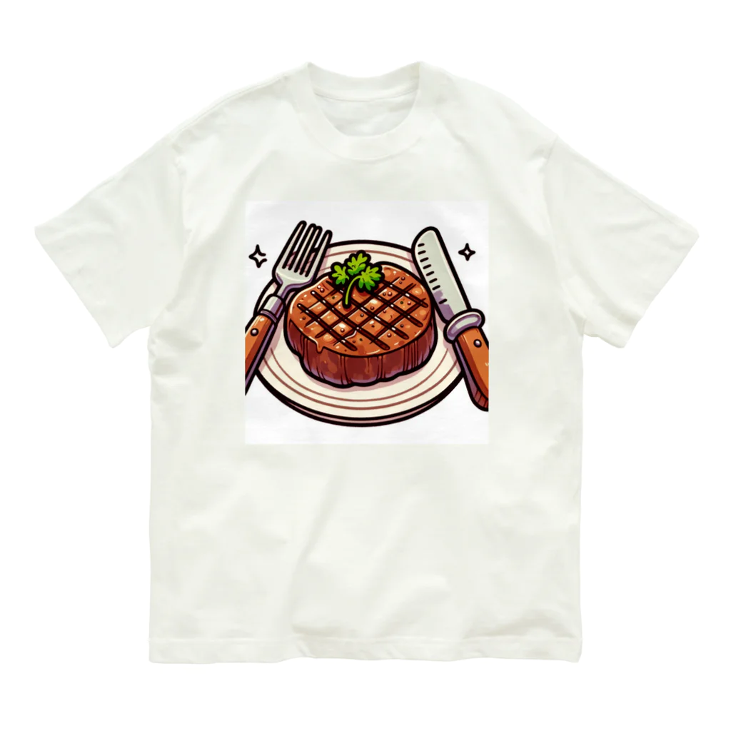 jojo-のステーキ オーガニックコットンTシャツ