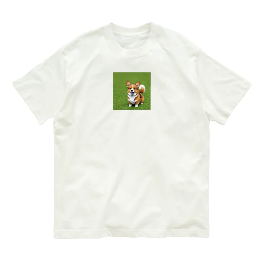 AI副業屋のショウのドット絵のコーギー オーガニックコットンTシャツ