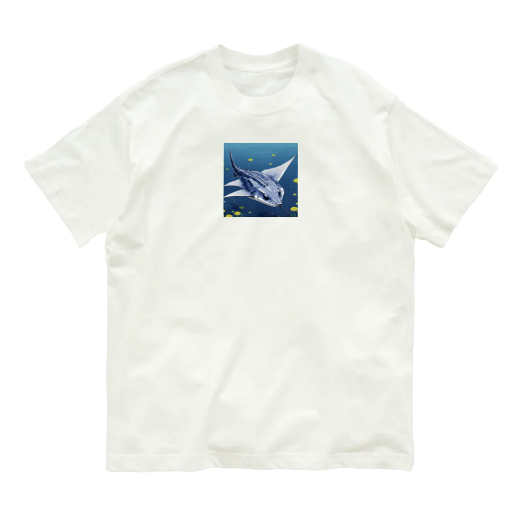 SUZURI56のドット絵ノコギリザメ オーガニックコットンTシャツ