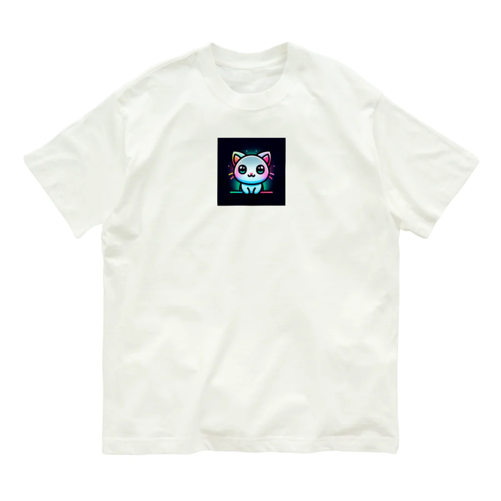 キャピキャピのネオン系の可愛い猫 Organic Cotton T-Shirt