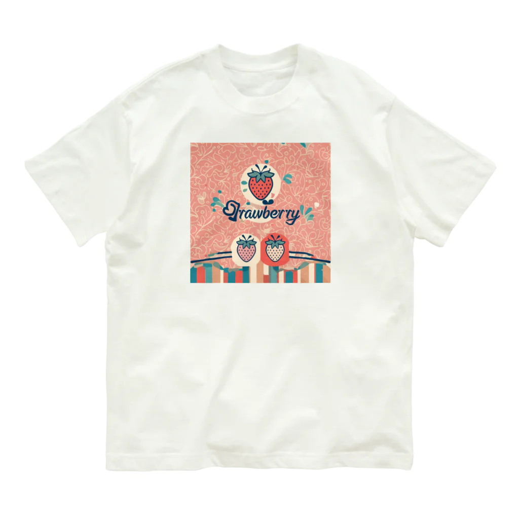 chan-takehaniのポップストロベリーの世界 オーガニックコットンTシャツ