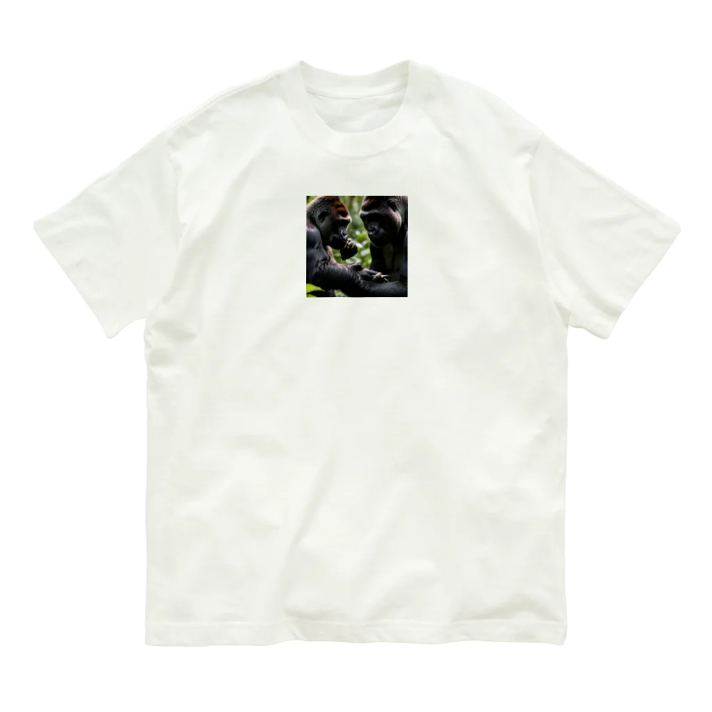 sunday_sataurday_freedayの社交的なゴリラ オーガニックコットンTシャツ