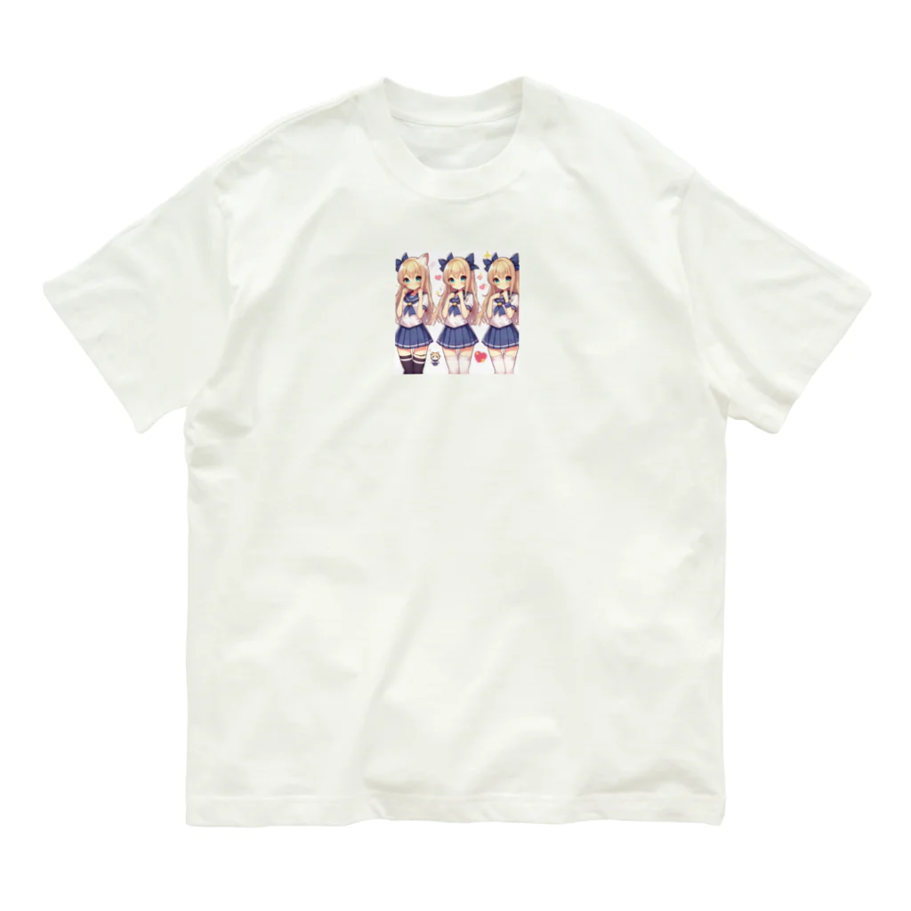 aaammmamのセーラー服　ロングヘア　美少女　アニメ　漫画　日本 Organic Cotton T-Shirt