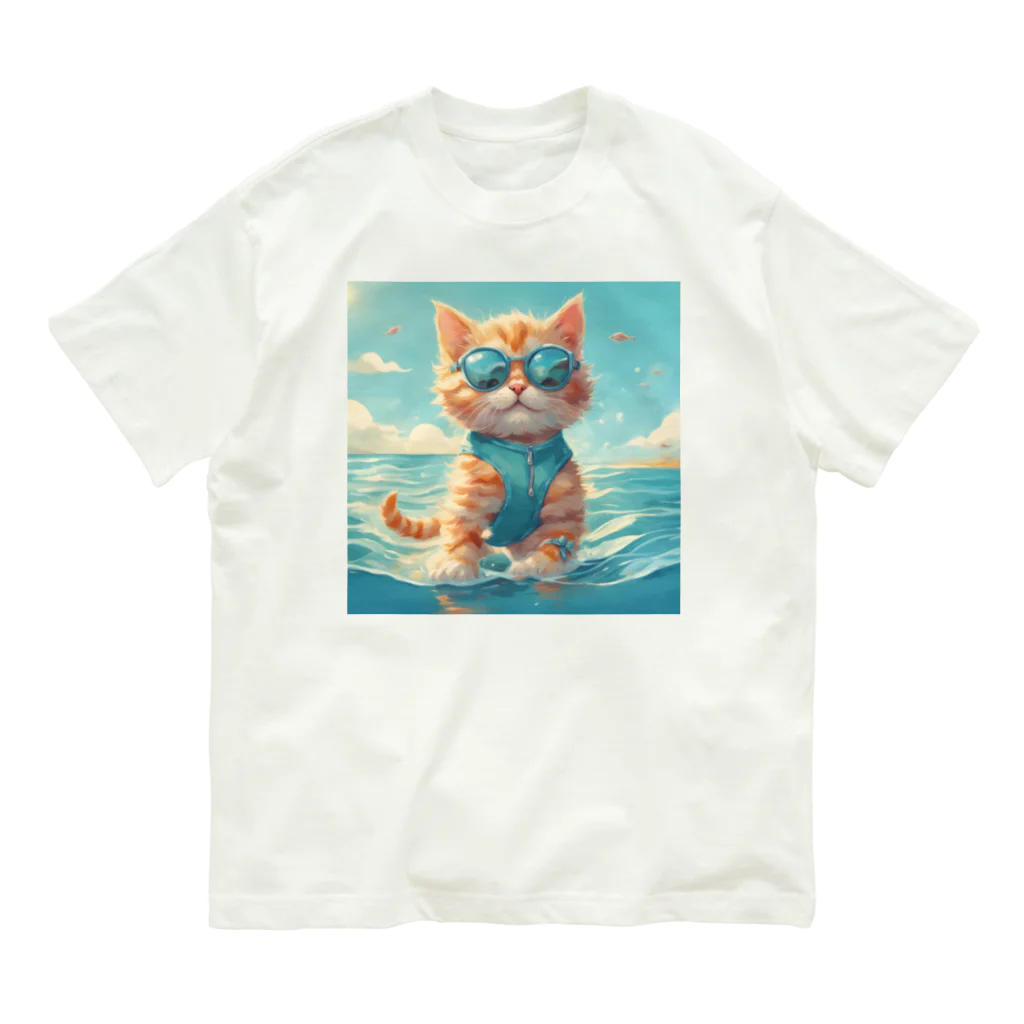 Ojisanlifeの海の子猫 オーガニックコットンTシャツ