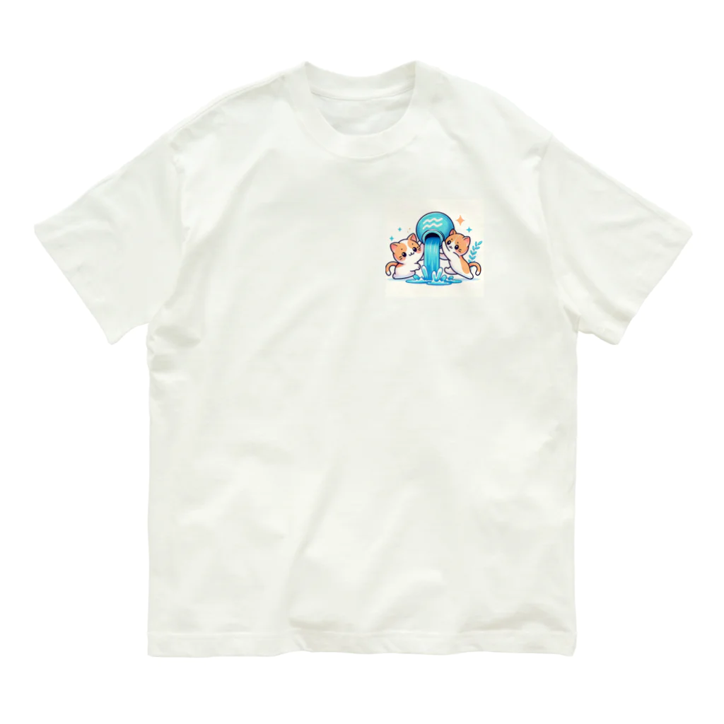 Freeman1の水瓶とネコ オーガニックコットンTシャツ