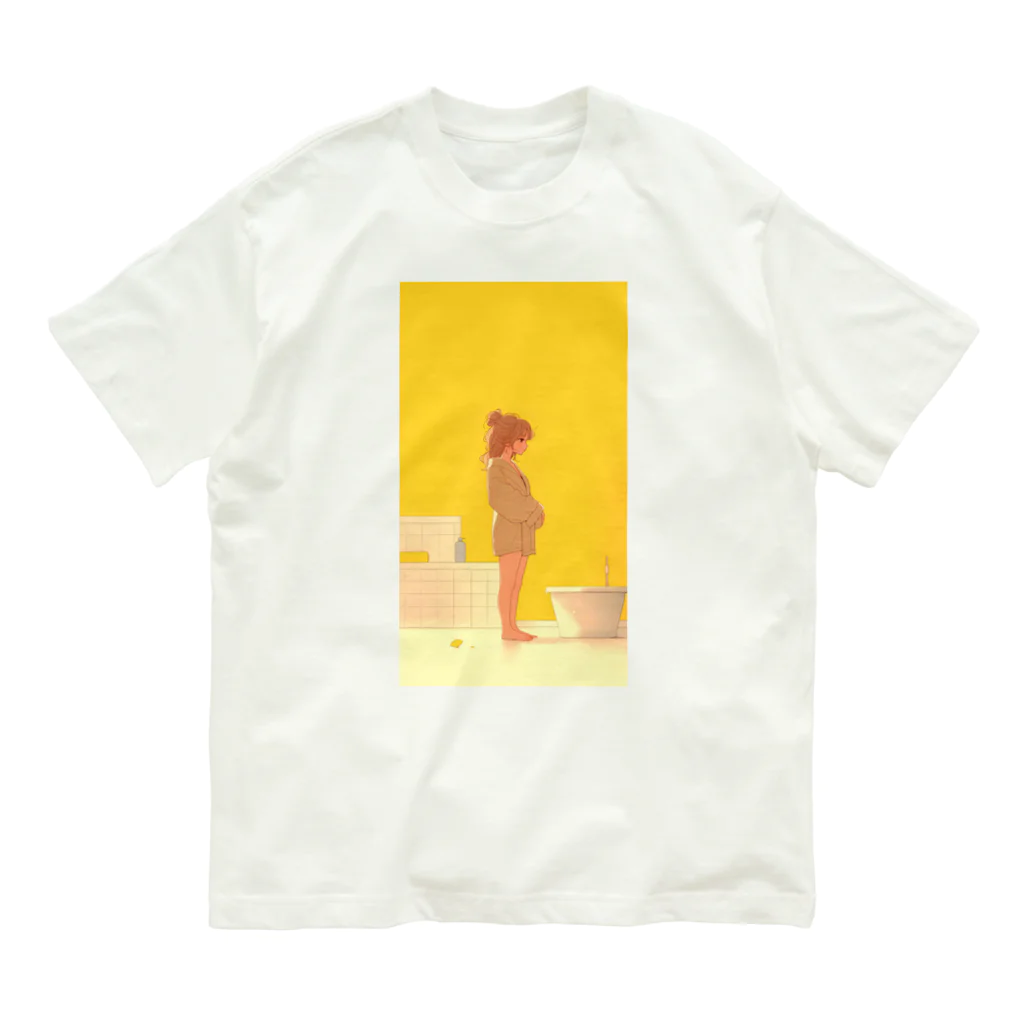 sakura_artのバスローブを着た可愛い女の子 オーガニックコットンTシャツ