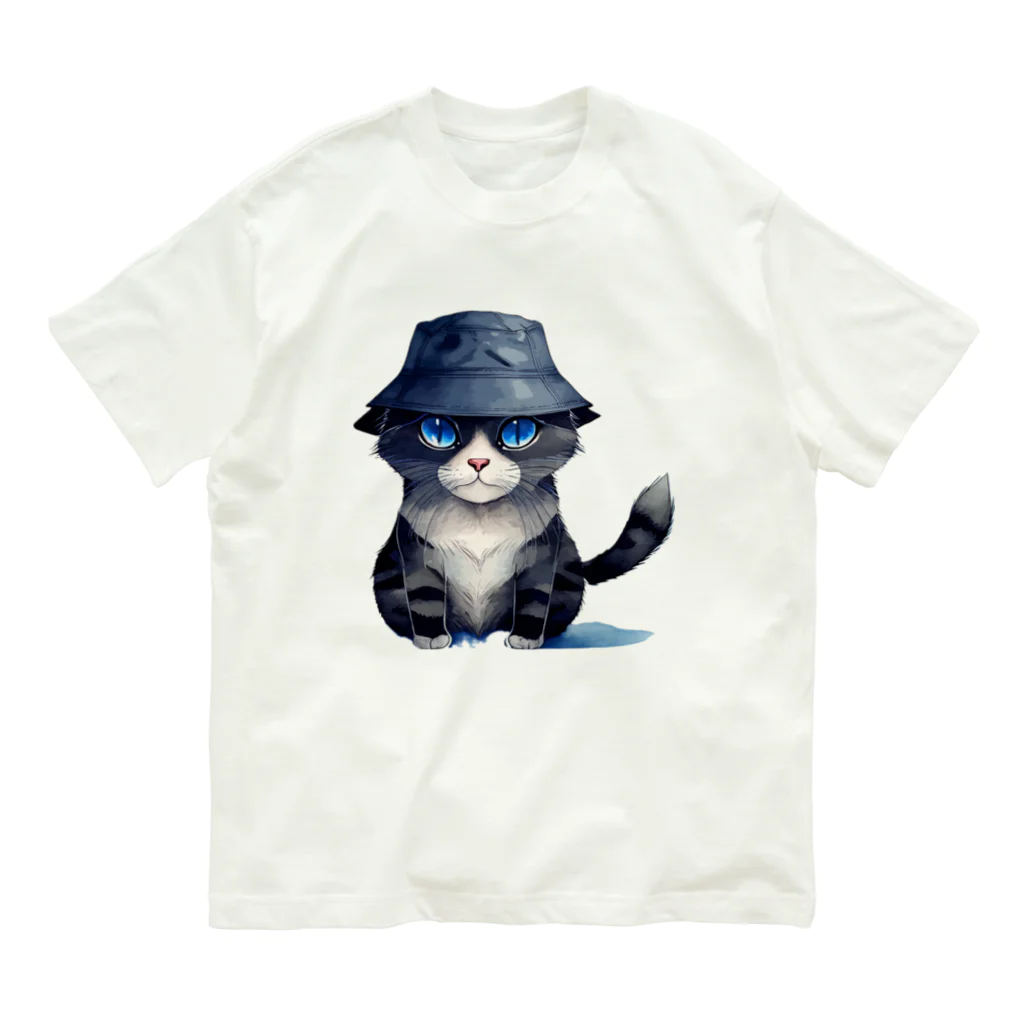 Fun_Qのバケハ猫 オーガニックコットンTシャツ