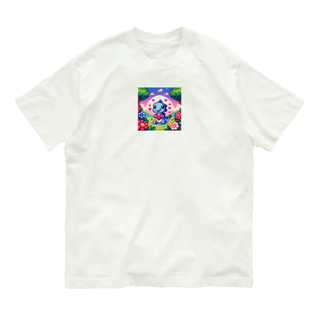 ドット職人のピクセルアート 恐竜の子ども オーガニックコットンTシャツ