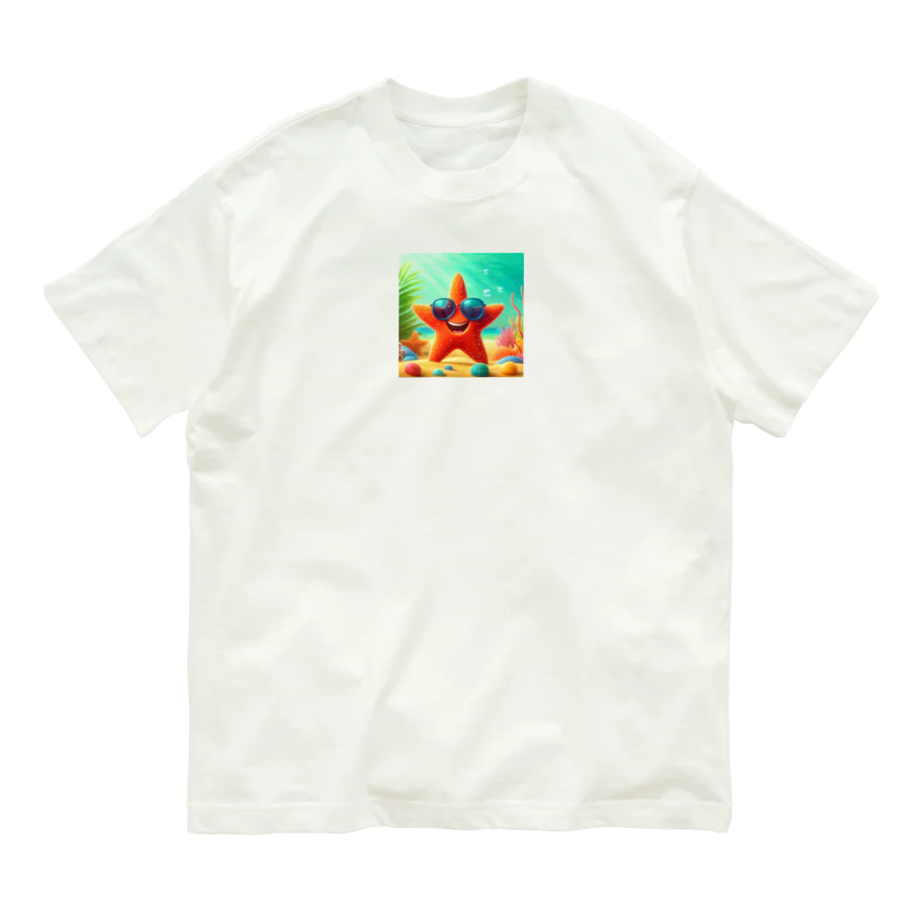 KIglassesのサングラスをかけたハッピーなヒトデ - 海の陽気な仲間！ Organic Cotton T-Shirt