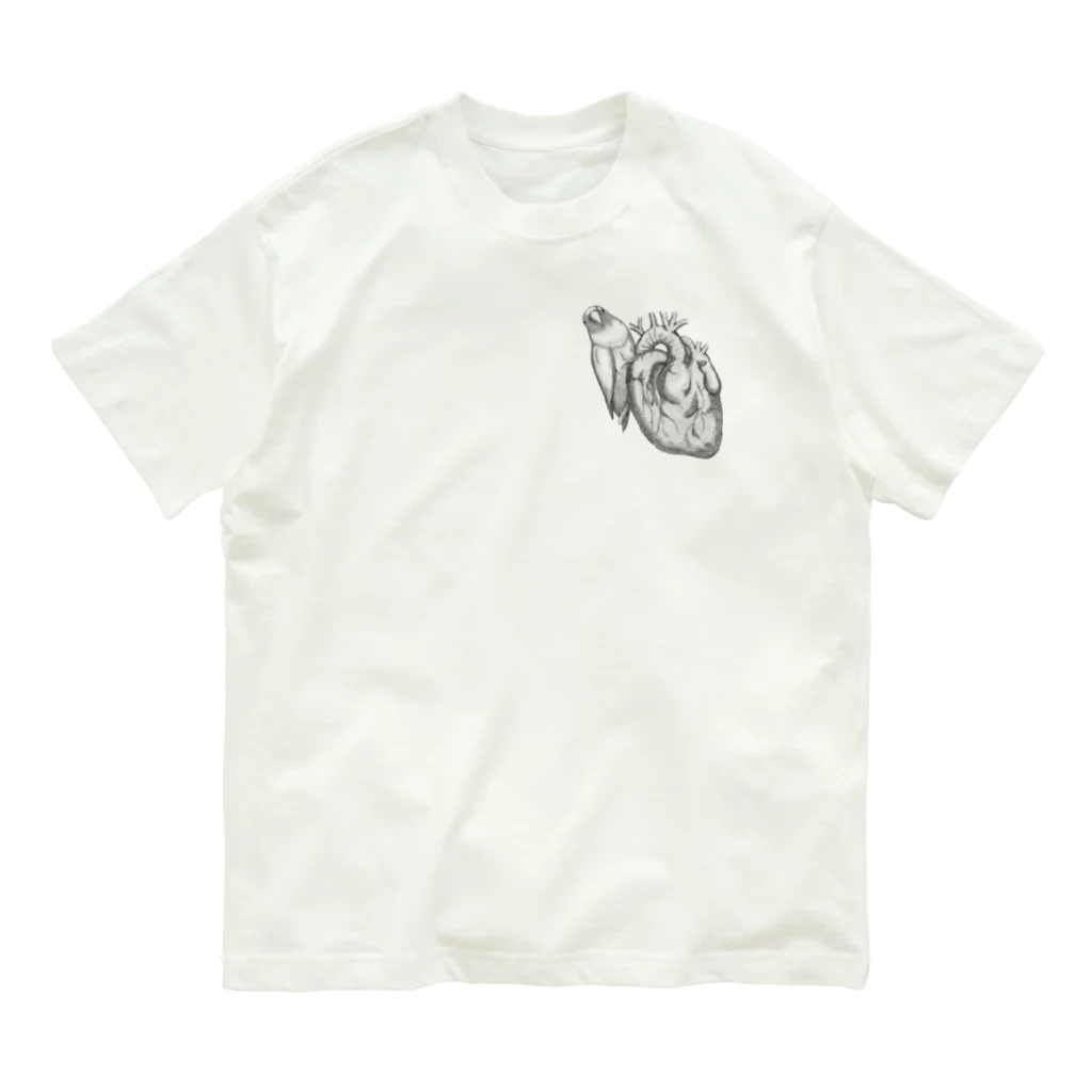 銀ボタンのボタンインコ心臓鷲掴み Organic Cotton T-Shirt