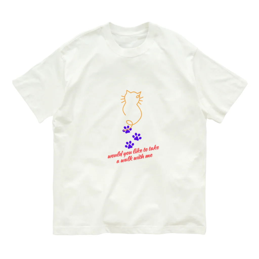 Kipのお散歩してる猫🐈 オーガニックコットンTシャツ