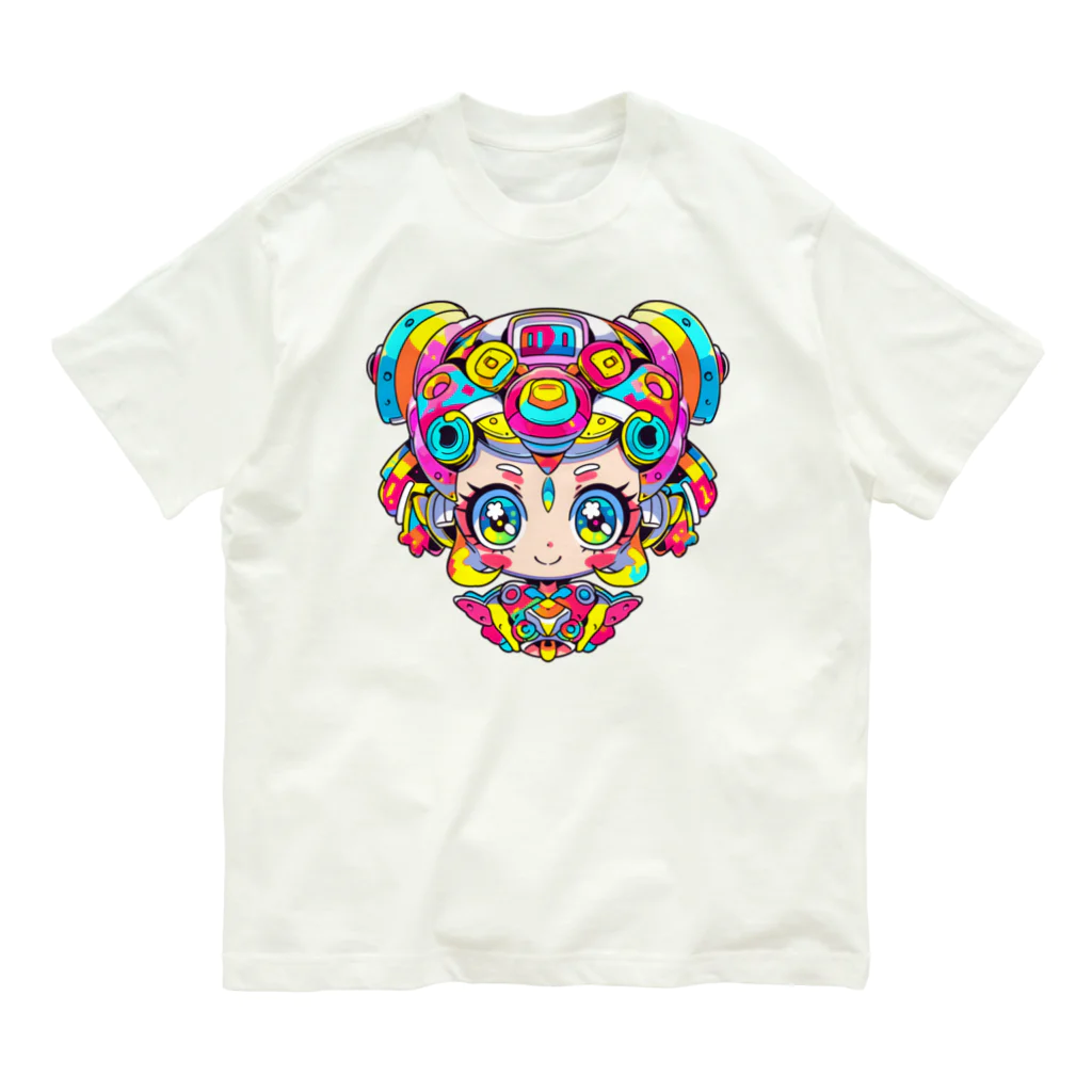 ナオキミのカラフルサイバーパンク少女 オーガニックコットンTシャツ