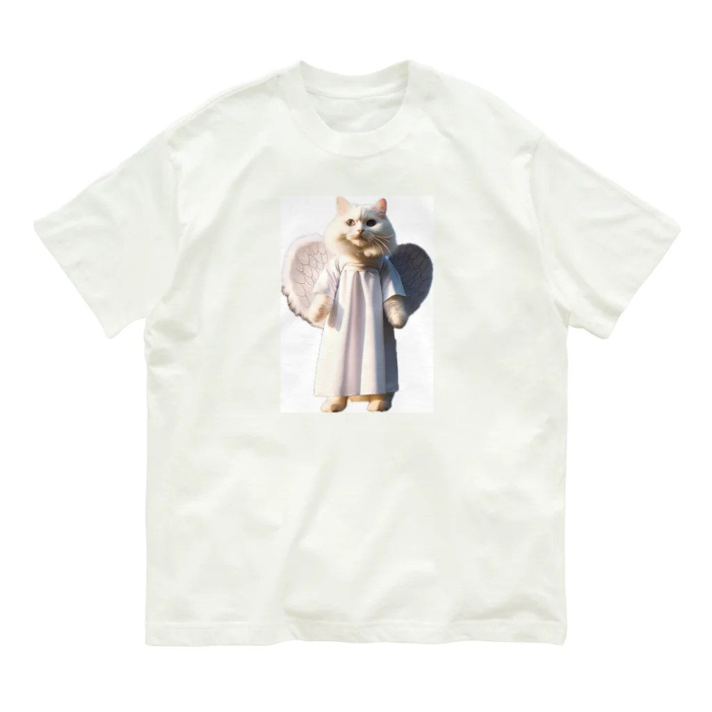 かわいい猫たちのかわいい天使の子猫と悪魔の子猫 オーガニックコットンTシャツ