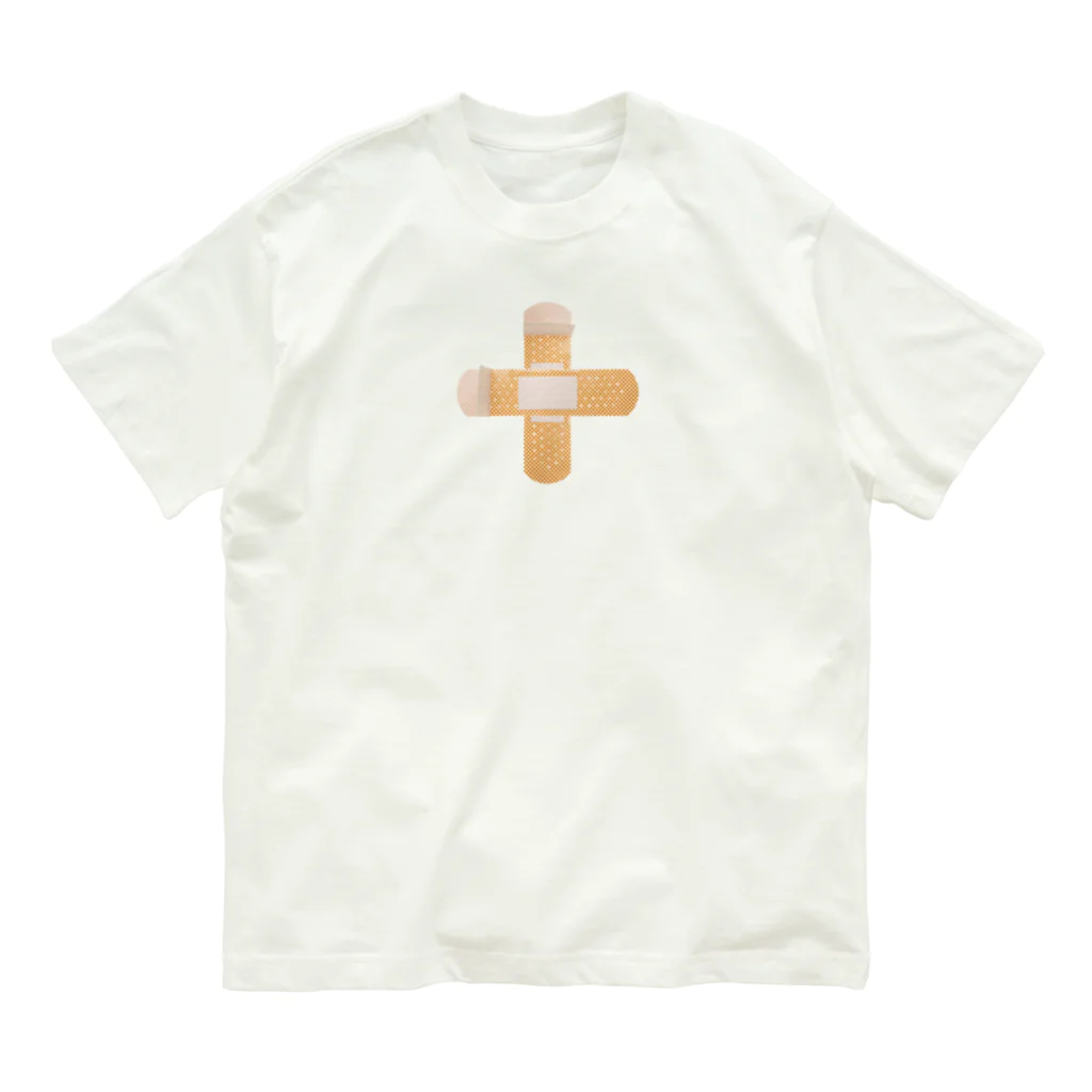 BAN創 & Co. ⚠️の絆創膏 実写 (クロス) オーガニックコットンTシャツ