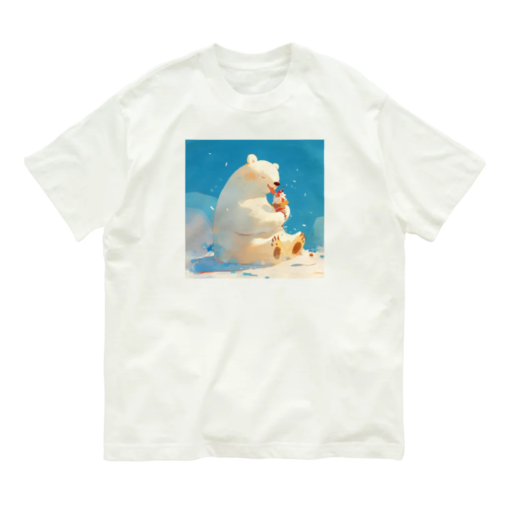 STUDIO OBAKERONのシロクマくんのおやつ Organic Cotton T-Shirt